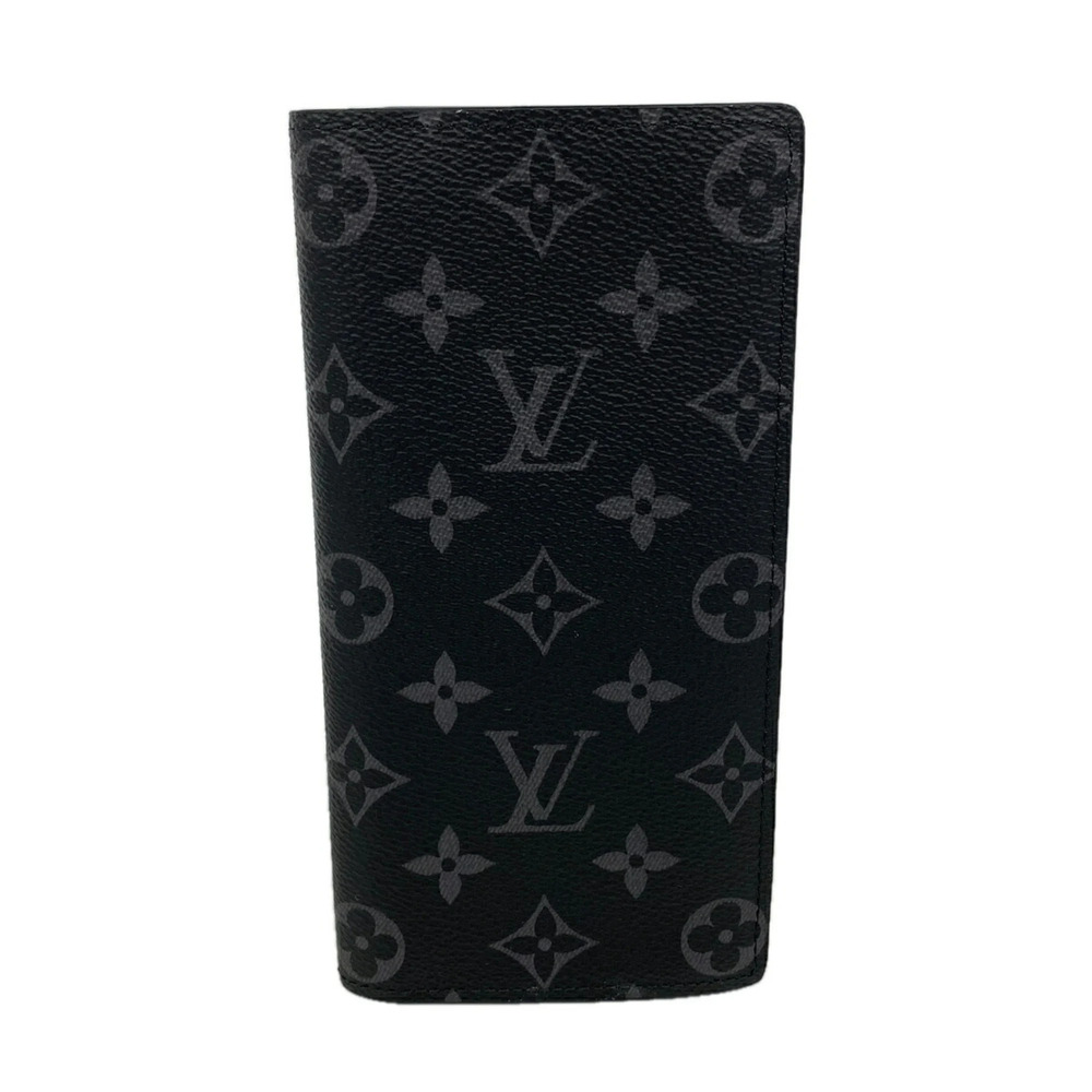 Louis Vuitton Monogram Eclipse Portefeuille Brazza Long Wallet M61697 Black M...